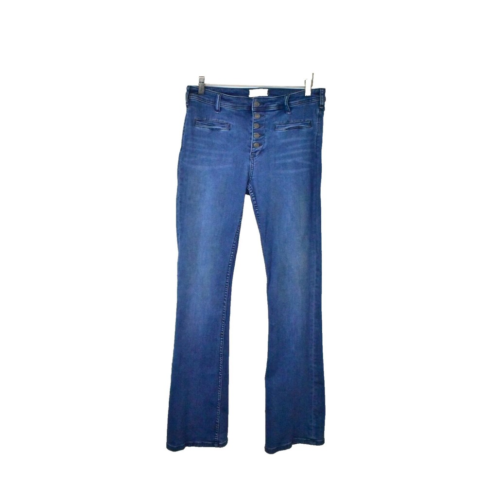 Free‎ People Flare Jeans Women 29 Button Fly High Rise Irreplaceable Bell Bottom